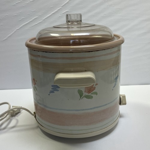 Vintage Rival 3.5 Qrt Crock Pot Slow Cooker Model 3100 Pink Flowers - Tested! - Picture 5 of 12