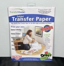 Transfer Magic Inkjet Transfer Paper 7 Sheets of 8 1/2"x11" Shirts Coasters NEW