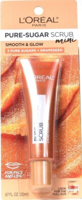 1 L'Oreal Paris 0.67oz Smooth & Glow 3 Pure Sugars Grapeseed Face Lip Scrub Mini