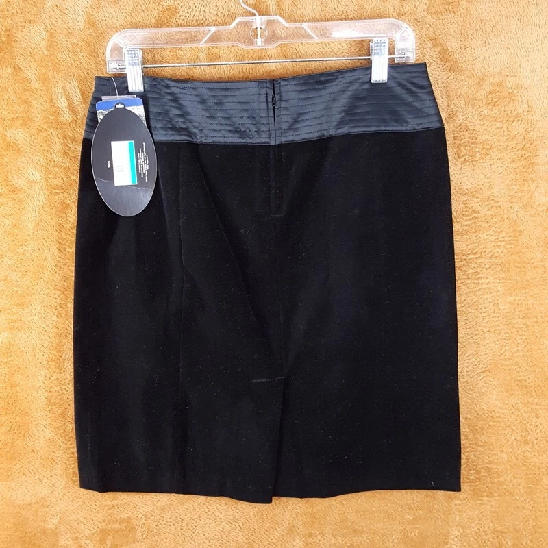 Falda BEHNAZ SARAFPOUR Talla 7 Negra Lápiz Terciopelo Hasta la Rodilla OBJETIVO Foto 3 de 4