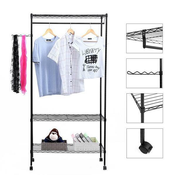 3 Tier Portable Moving Garment Rack Display Clothes Hanger Dryer
