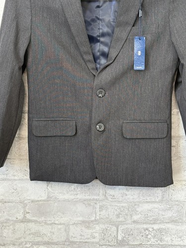 NWT IZOD Boy’s Stretch Extensible Charcoal Heath Blazer Size 8 Regular - Picture 2 of 10