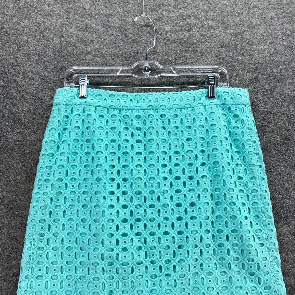 J. Falda Crew Mujer 6 Azul Crochet Línea A Midi Cremallera Forrada Algodón tiro medio Foto 3 de 4