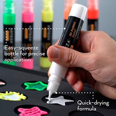 3D Fabric Paint, Glow in the Dark A402, 1oz Tube, Washer & Dryer Safe Textile Pa