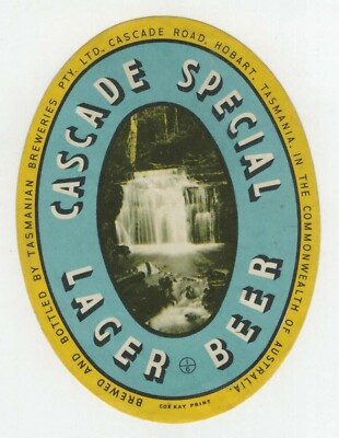 Seltenes Bieretikett Altes Label Cascade Lager Tassie, Australia, Down under