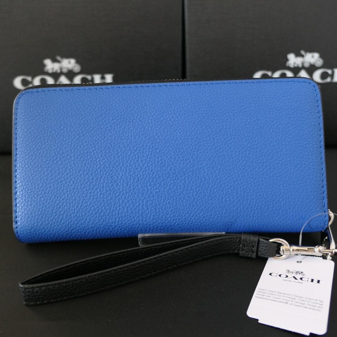 COACH X Peanuts C4603 Long Zip Around Wallet Blue Leather