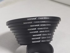 Neewer 8 Pieces Step-up Adapter Ring Set 49-52mm 58-62mm 72-77mm 77-82mm Black