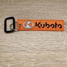 Kubota Tractor Keychain Embroidered Double Sided Key Fob w Carabiner Clip Hook