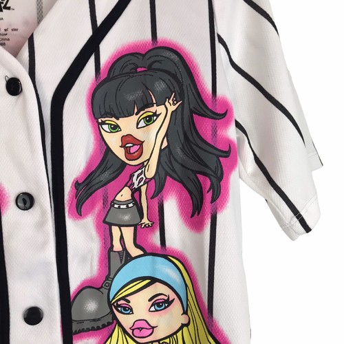 Bratz Dolls Juniors Baseball Jersey Top Short Sleeves Size Large Hot Pink NWT - Picture 7 of 12