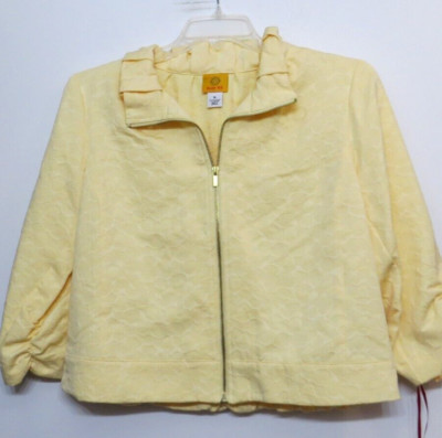 NWT Ruby Rd. Shirt Jacket Womens 16 Light Yellow Full Zip 3/4 Sleeve Classic Top