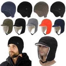 Winter Men Women Knitted Aviator Thick Beanie Hat Warm With Ear Flaps Ski Hat