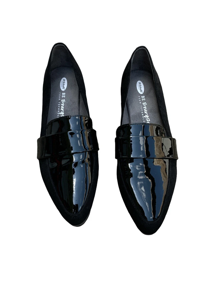 Dr.Scholls Agnes Black Patent Microfiber Loafer Size 9.5 eBay