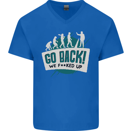 Go Back We Fooked Geschnürt Evolution Umgebung Herren V-Neck Baumwolle - Picture 33 of 43