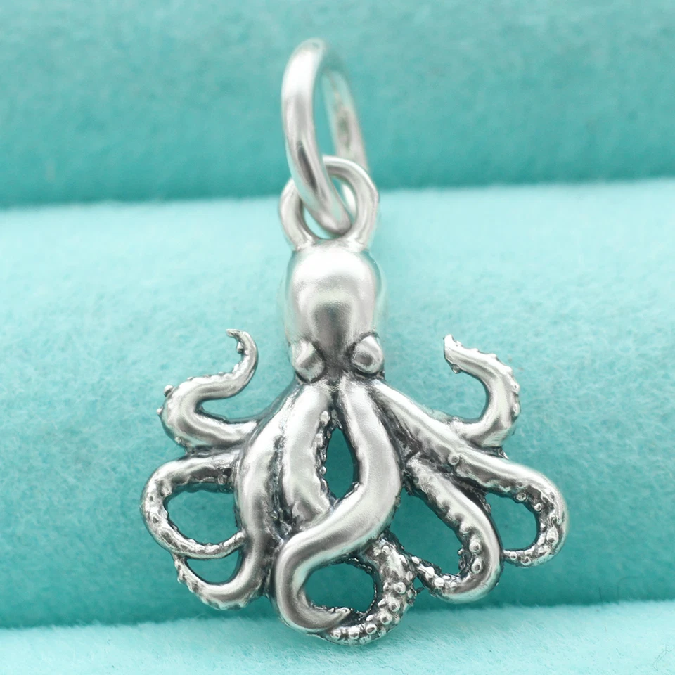 Dije colgante pulpo plata de ley 925 vida marina animal océano playa náutico Foto 2 de 4