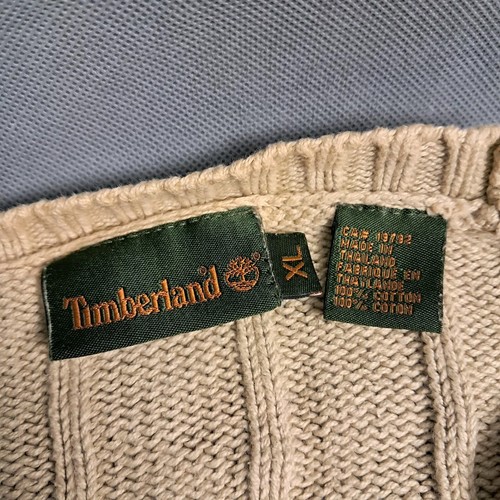 Suéter Timberland XL De Colección Para Hombres Beige Pesado Acanalado Cuello Redondo LS Pullover - Imagen 3 de 15