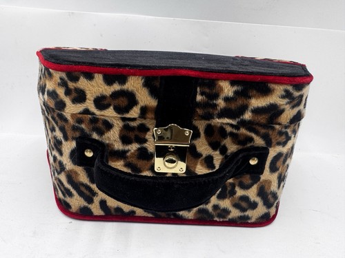 Vtg Frederick's Hollywood Overnight Cosmetic Train Case Leopard Velvet HTF GUC