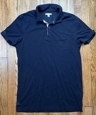 Burberry Brit Navy Blue Pique Polo Nova Check Collared Shirt Men  s Size Large