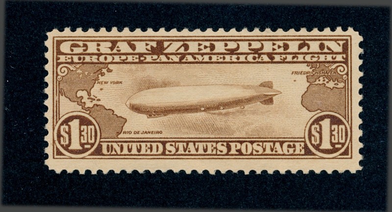 drbobstamps US Scott #C14 Mint HR OG Zeppelin Airmail Stamp (See Description)