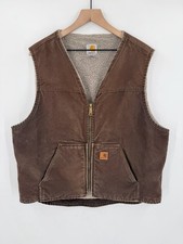 Vintage Carhartt Sherpa foderato tela gilet V26 DKB giacca full zip uomo XL