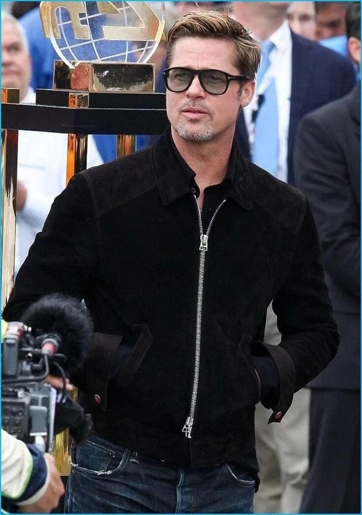 Brad Pitt F1 2025 - Black Suede Leather Jacket for Men
