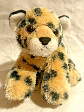Aurora Streak Leopard Flopsie Tan Black Plush Stuffed Animal 8 Inch