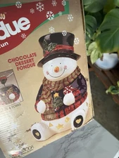 New Christmas Snowman Fondue Set 