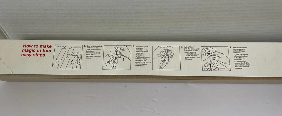 Vintage 3M Sasheen Pull String Pom Bows RED Ribbon 40 Bows #384 4.5” Diameter - Image 3 of 4