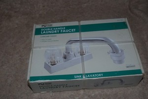 PW Two Handle Chrome Deck Mount Laundry Utility Sink Faucet