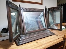 Antique hardwood dressing table mirror - rustic country cottage style