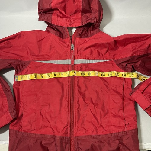 LL Bean Kids Unisex L (6X/7) Nylon Rain Coat Red Jacket Hooded Pockets Packable - Picture 7 of 19