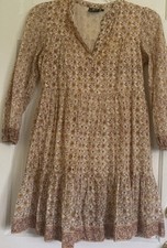 Madison Mathews XS  Dress Floral Split Neck Tiered