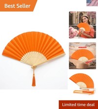 Elegant Fabric Handheld Folding Fan with Tassel - Lightweight Summer Accessory