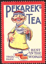 c1930s Pekarek Tea Best in the World China Boy Logo Poster Stamp 1.5x2"