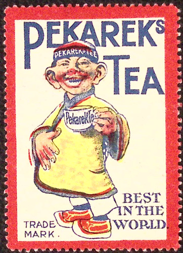 c1930s Pekarek Tea Best in the World China Boy Logo Poster Stamp 1.5x2"