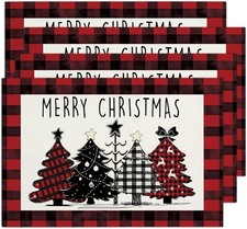 Christmas Tree Snowflakes Placemats Set of 4 Winter Gifts 12x18 inch Holiday
