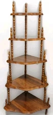VINTAGE 5-TIER Solid WOOD DISPLAY CORNER SHELF SPINDLES VICTORIAN STYLE 54”