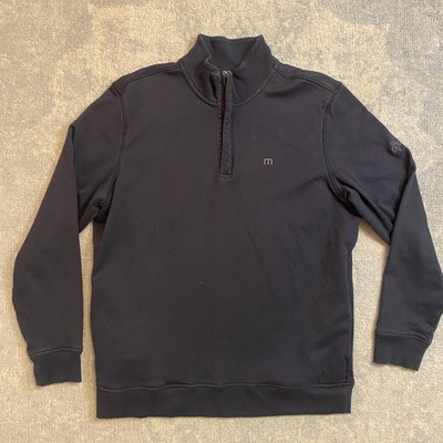 Travis Mathew Pullover Mens Large Navy Blue 1/4 Zip Golf Sweatshirt Fleece