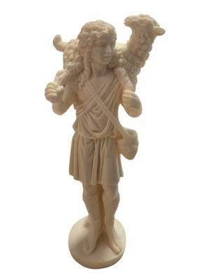 Der gute Hirte Statue, Alabaster Gips, Figur aus Griechenland 