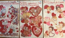 Vintage 1980s Eureka 5 Pc Valentine Decorations Set 87068 Sealed Made in USA