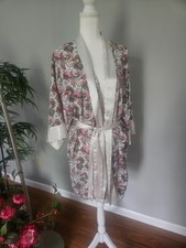 Vtg Victoria s Secret Tropical Floral Print Robe M/L Belted