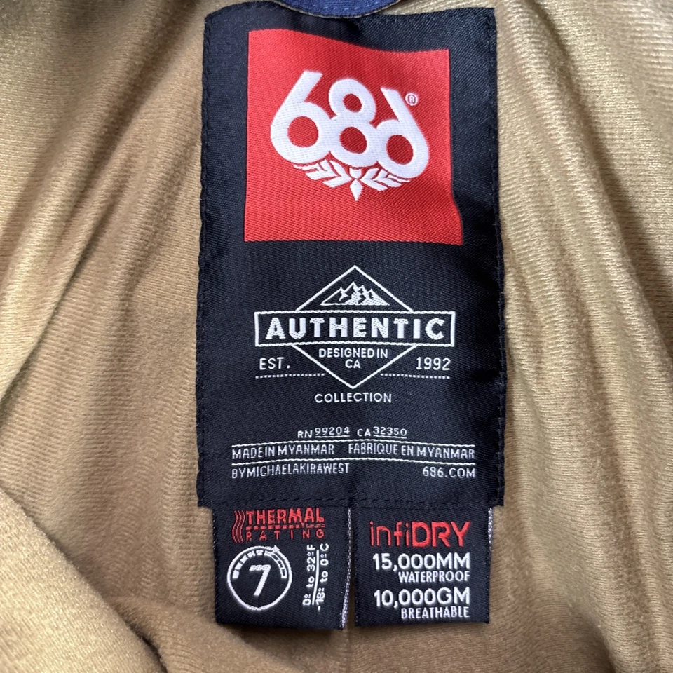 686 Мужские сноуборда изолированные брюки синий Sz M неверных 7K водонепроницаемый стандарт EUC - Изображение 2 из 4