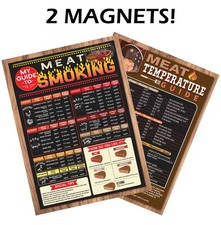 Guías de temperatura para fumar carne y carne, 2 imanes - tabla de barbacoa para parrilla y ahumador