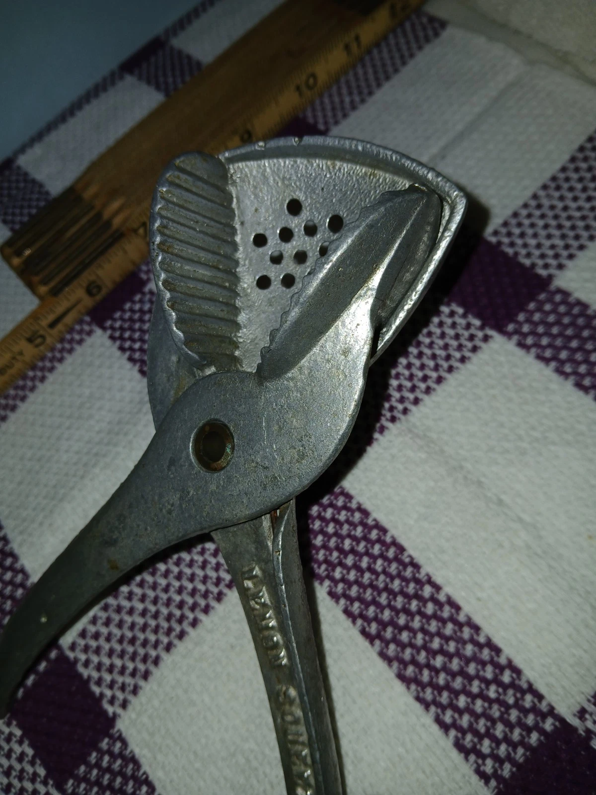 Vintage 1950s Retro Lemon and Lime Silver Cast Aluminum Squeezer Juicer