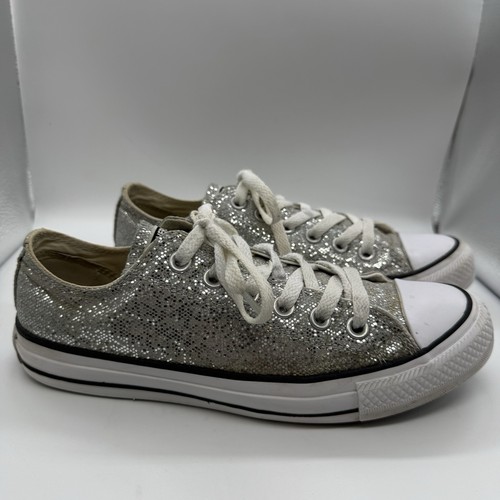 Converse Chuck Taylor All Star Low Top Silver Sequins Women Size 7 Punk Alt Girl