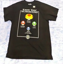 Super Mario  Know Your Mushrooms  T-Shirt New Large 