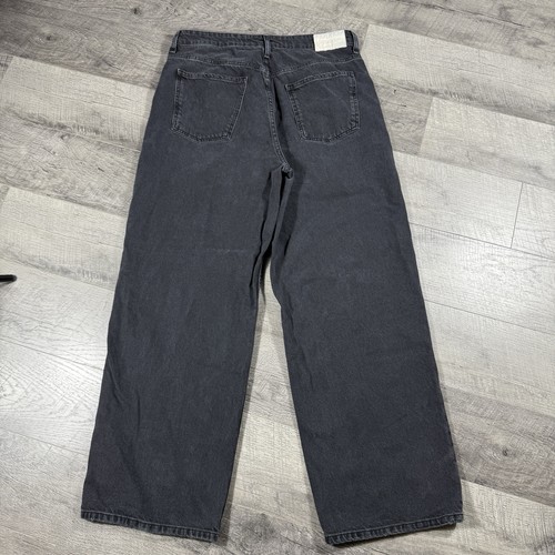 Mikuta The Black Loose Button Fly Black Jeans 100% Cotton Wide Leg $250 MSRP - Picture 7 of 13