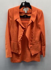 Vintage Y2K Tower Hill Collection Women's Orange 2 Piece Skirt Suit Set Sz 6