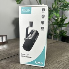 Movo UM6 Dynamic Podcast Microphone - XLR and USB C Outputs Cardioid