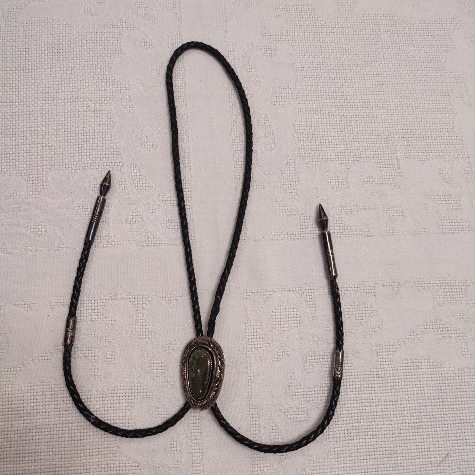Navajo Native American Sterling Silver & Turquoise Bolo Tie