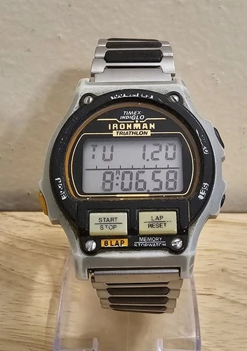Vintage Timex Ironman 1990's Watch 38mm Mens Digital 8 Lap New Battery